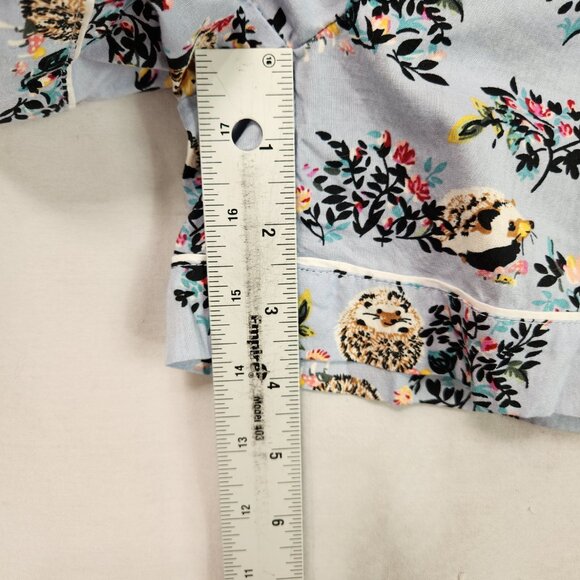 Vera Bradley Blue Hedgehog Pajama Shorts Set Women's XL Short Sleeve Button Up - Picture 12 of 14